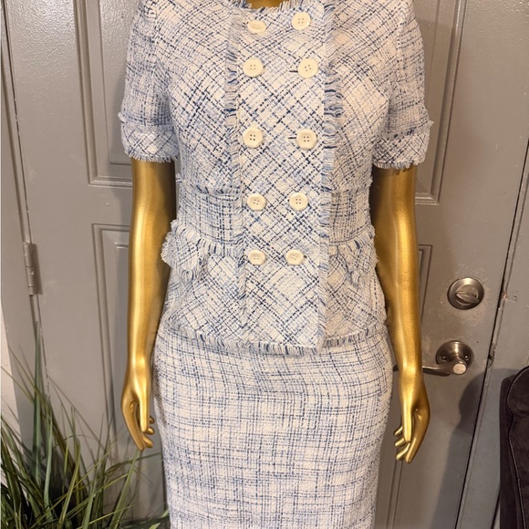 Nine West Blue and White Tweed Skirt Set - Picture 7 of 10